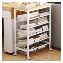 6 Tier Rolling Utility Cart Organizer with Lockable Wheels, Slim Metal Mobile Bookshelf for Home Office, Black
