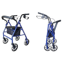 Lightweight Foldable Rollator Walking Frame Wheeled Walker Padded Seat