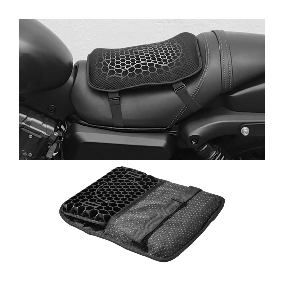 Motorcycle Seat Cushion 3D Honeycomb Gel Shock Absorbing Pad For Long Rides Universal Fit 9455672732833