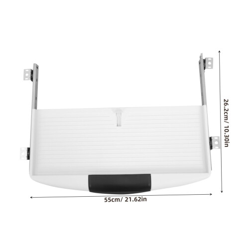Adjustable Under Desk Keyboard Tray with Clamp, Ergonomic Sliding Shelf for Small Workspaces, White 1