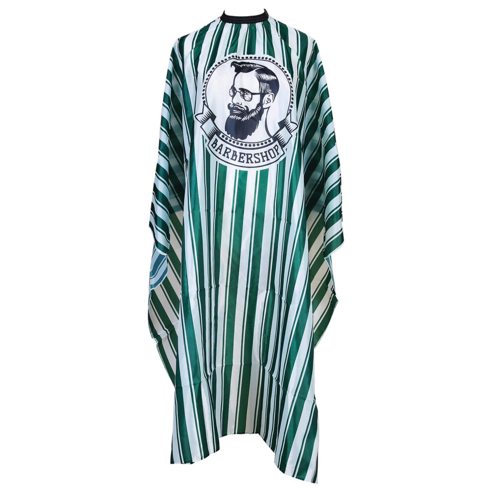 Green Professional Waterproof Barber Cape With Adjustable Neckline, Extra Long Salon Hairdressing Cape Stripes