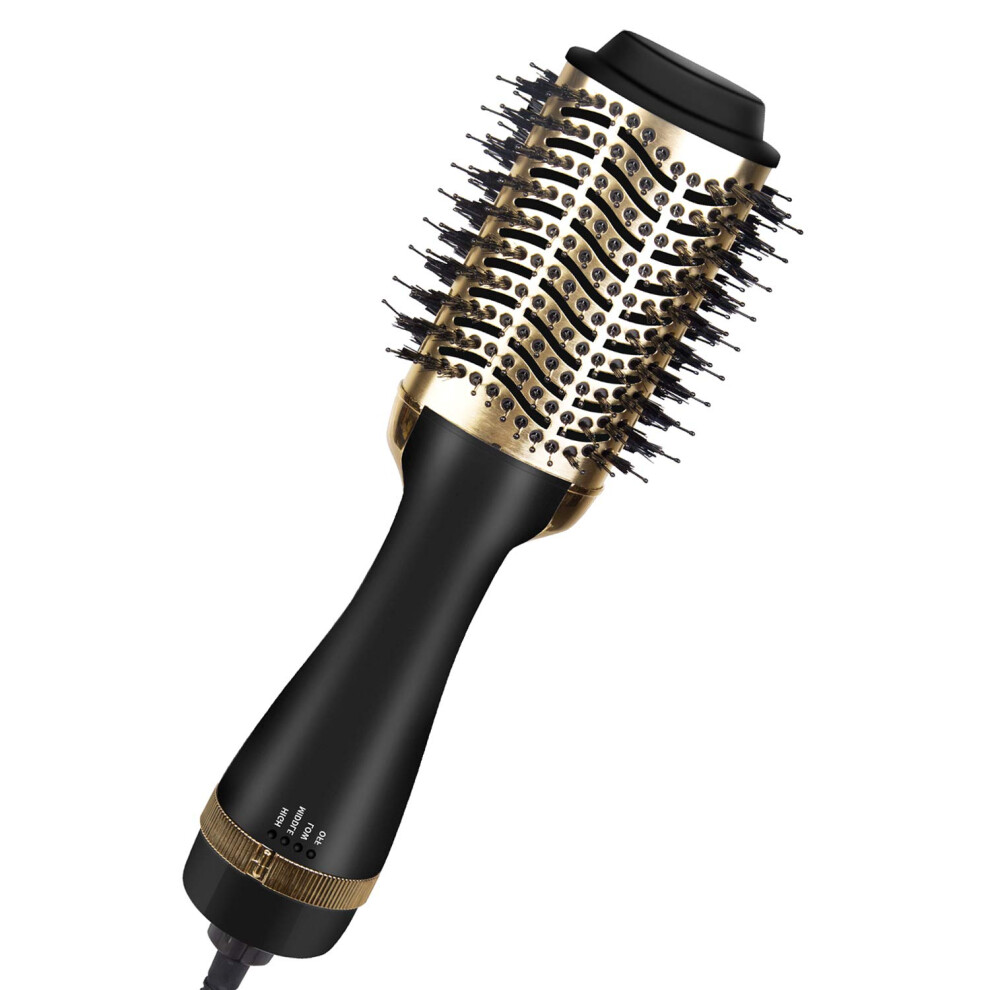 Gold Hot Air Brush 5In1 Hair Dryer And Volumizer With Ionic Technology For Frizz Control,