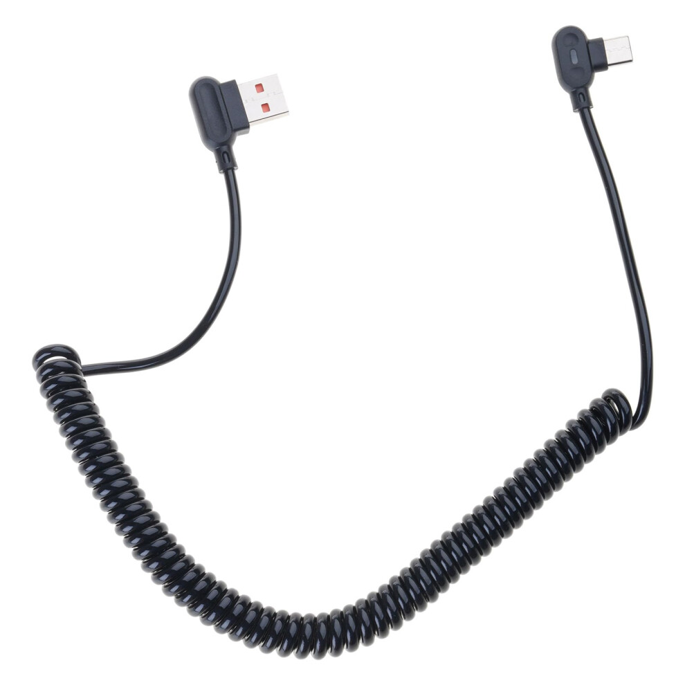 Usb C Fast Charging Cable 2M Reversible Coiled Cord With Double Angled Connectors For Phones Tablets Laptops 9113335687615
