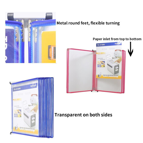 Wall Mount Document Display System A4 Flip File Folder with 10 DoubleSided Panels Blue Durable Metal Frame for Quick Access 2