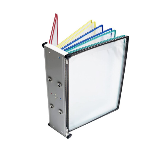 Wall Mount Document Display System A4 Flip File Folder with 10 DoubleSided Panels Blue Durable Metal Frame for Quick Access 1