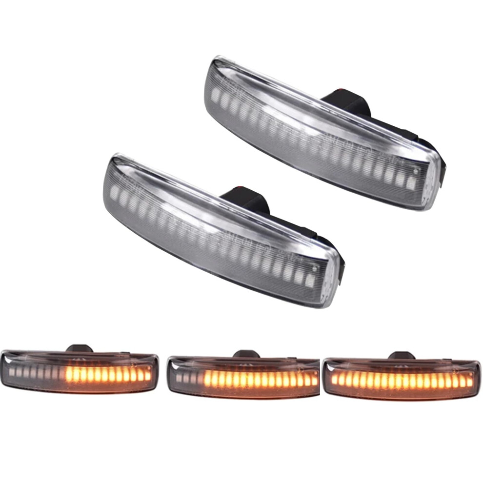 2X Led Side Marker Lights With Dynamic Flowing Turn Signal For Land Rover Discovery Lr3 Lr4 Freelander Range Rover Sport Amber 9455672732949