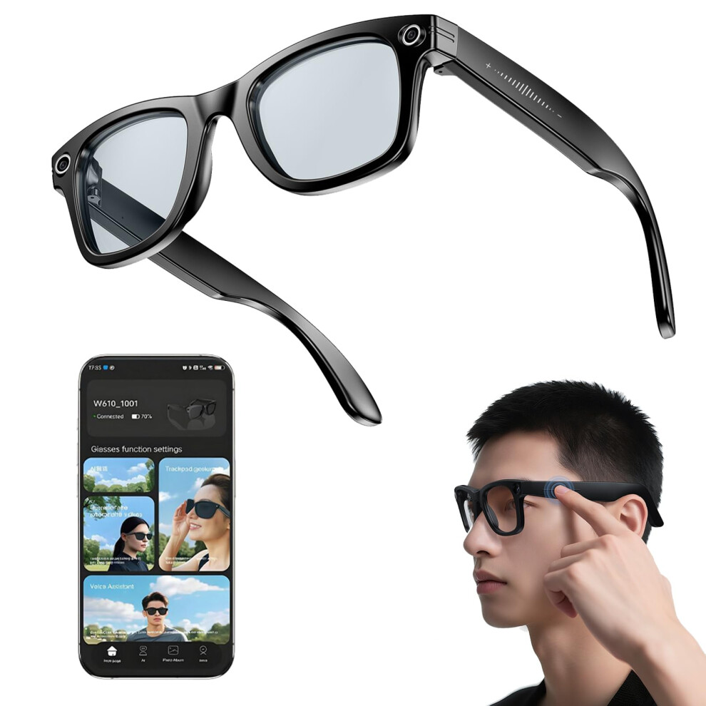 Blue/Light Ai Smart Glasses With 4K AntiâShake Camera, RealâTime Translation, Filter, Audio Recording