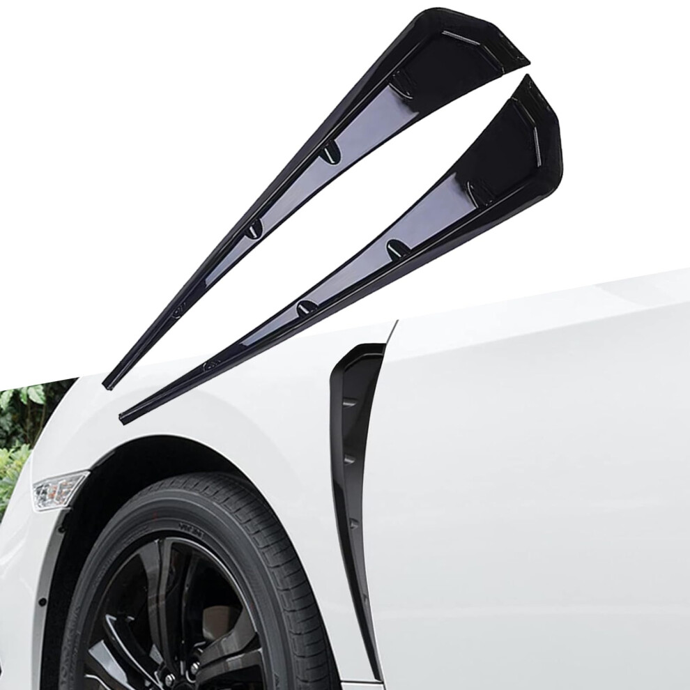 2 Pcs Car Fender Side Vents Gloss Abs Carbon Fiber Accessories Streamlined Sporty Upgrade Black 9053599068068