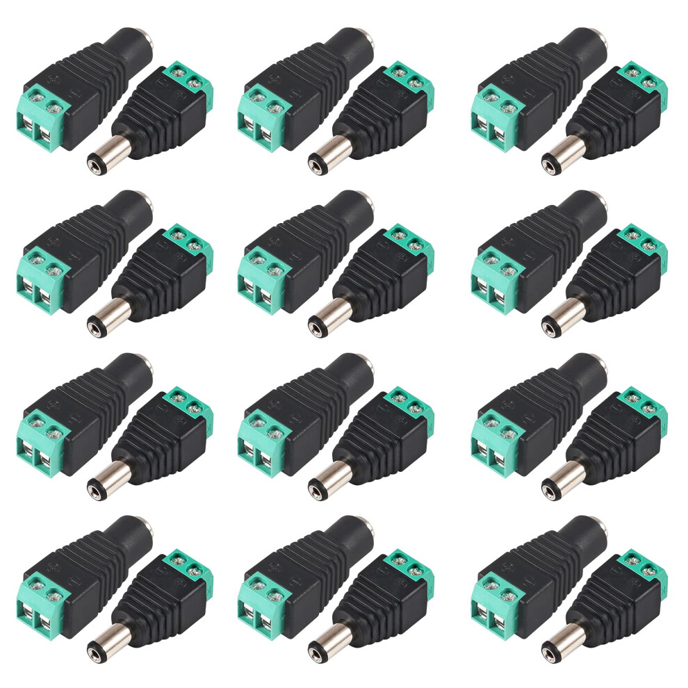 12 Pairs 2.1X5.5mm Male Female Dc Power Jack Plug Adapter For Led Strip And Cctv 12V 9070919893407