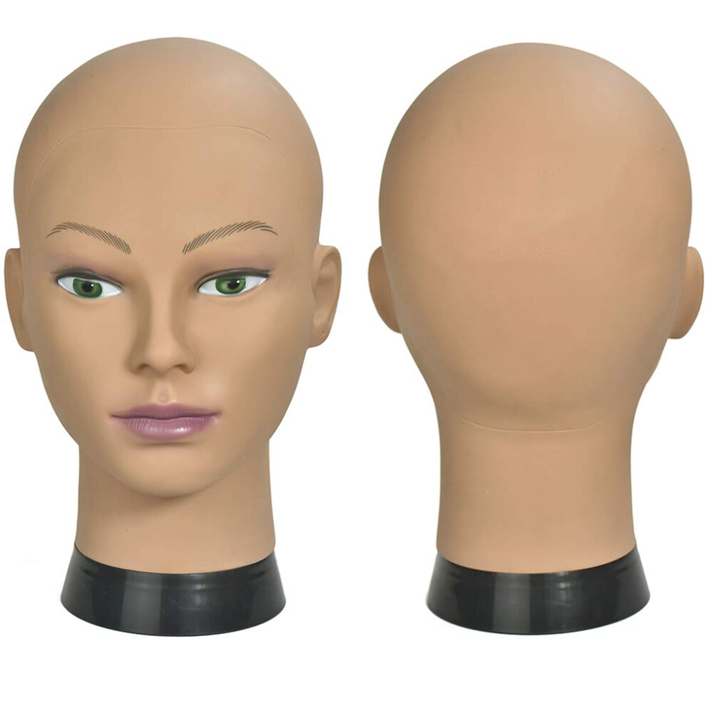 Unisex Mannequin Head For Wigs With Clamp, Pvc Bald Styling Head For Wig Making And Cosmetology Training