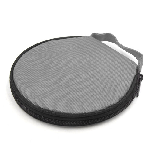 Gray Round CD Storage Case with Durable Zipper Closure for Car and Portable Disc Organizer
