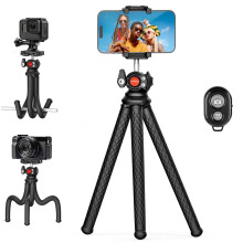 Phone Tripod with 360 Rotation, Flexible Legs and Wireless Remote for iPhone and Android Camera Vlogging