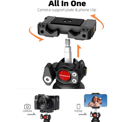 Phone Tripod with 360 Rotation, Flexible Legs and Wireless Remote for iPhone and Android Camera Vlogging 1