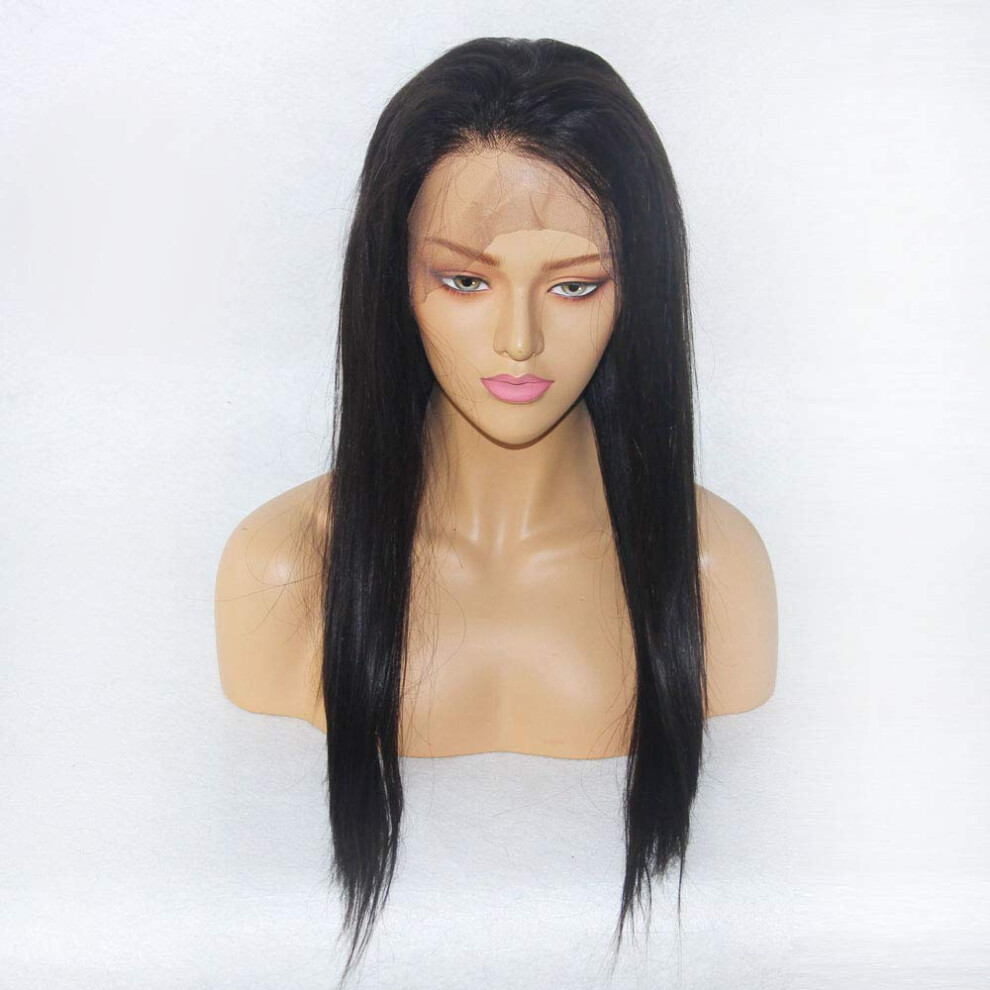 18 Inch Brazilian Virgin Human Hair Lace Front Wig, 360 Frontal PrePlucked Baby Hair, 150% Density