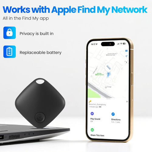 Bluetooth Item Tracker with RealTime Updates for Keys, Wallet and Bags, Replaceable Battery, 2 Pack Black 1