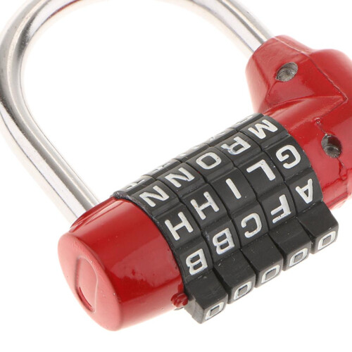 Zinc Alloy 5 Dial Letters Combination Padlock Code Password Lock Red 2