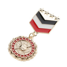 Vintage Star Medal Badge Flower Pendant Costume Uniform Brooch Pin