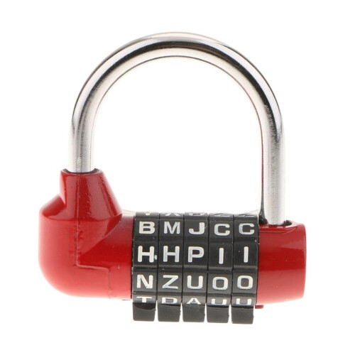 Zinc Alloy 5 Dial Letters Combination Padlock Code Password Lock Red 1