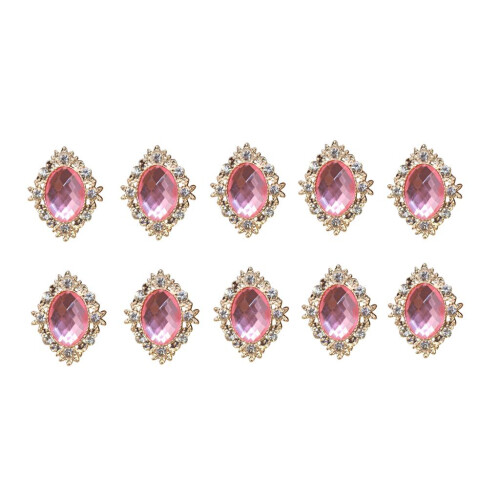 10pcs Rhinestone Flat Back Beads Button Scrapbook Embellishment  Pink