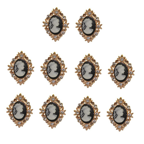 10pcs Rhinestone Flat Back Beads Button Scrapbook Embellishment  Gold