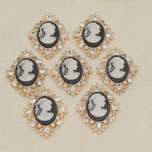 10pcs Rhinestone Flat Back Beads Button Scrapbook Embellishment  Gold 2