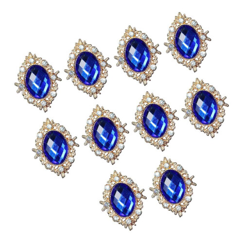 10pcs Rhinestone Flat Back Beads Button Scrapbook Embellishment  Navy