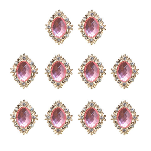 10pcs Rhinestone Flat Back Beads Button Scrapbook Embellishment  Pink 2