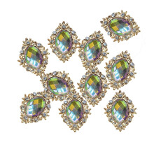 10pcs Rhinestone Flat Back Beads Button Scrapbook Embellishment AB Co