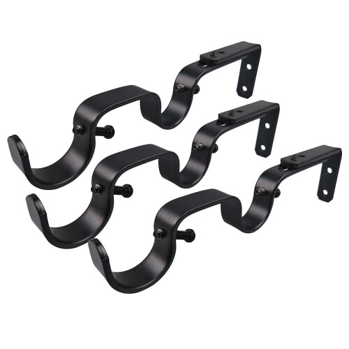 Hang Curtain Rod Holder Bracket Window Frame Curtain Rod Bracket Black