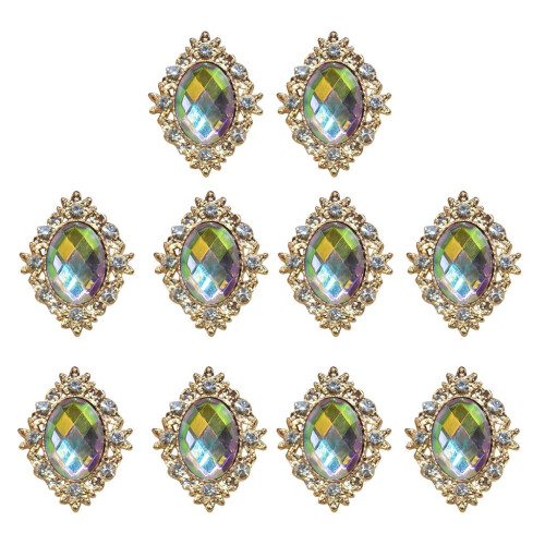 10pcs Rhinestone Flat Back Beads Button Scrapbook Embellishment  AB Co 2