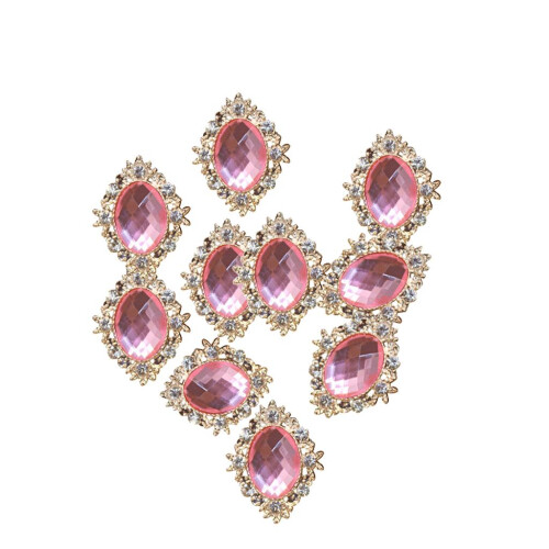 10pcs Rhinestone Flat Back Beads Button Scrapbook Embellishment  Pink 1
