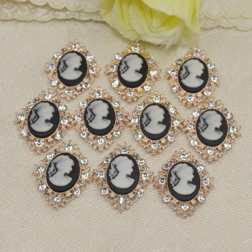 10pcs Rhinestone Flat Back Beads Button Scrapbook Embellishment  Gold 1