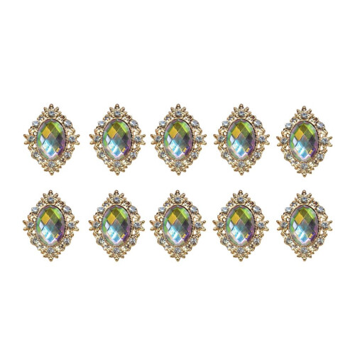 10pcs Rhinestone Flat Back Beads Button Scrapbook Embellishment  AB Co 1