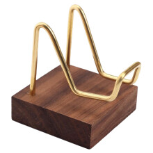 Metal Arm Wooden Base Display Stand Rack for Gemstone Mineral Style 03