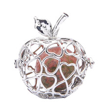 Fruit Apple Shape Bead Cage Locket Pendant DIY Necklace Bracelet Green