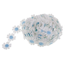 3 Yards 25mm Daisy Embroidery Lace Trim Applique Ribbon Sewing sky blu