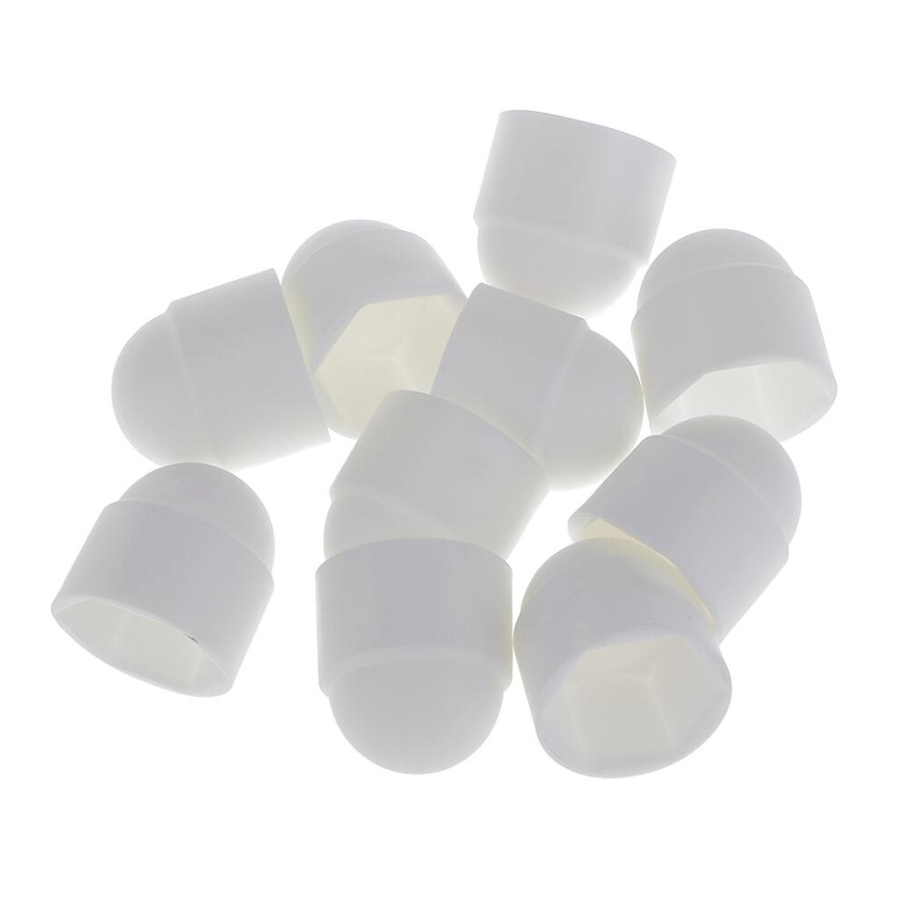 10Pcs M12 White Dome Bolt Nut Protection Caps Cover Hexagon Screws 6902696602947