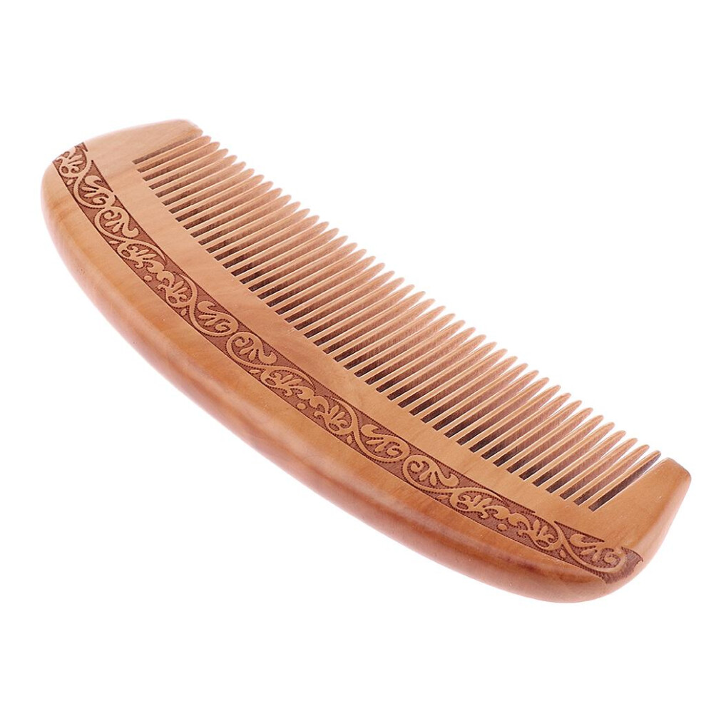 Unisex Brown Wood Fine Tooth Anti-Static Mahogany Comb Scalp Massage Wooden Combs L