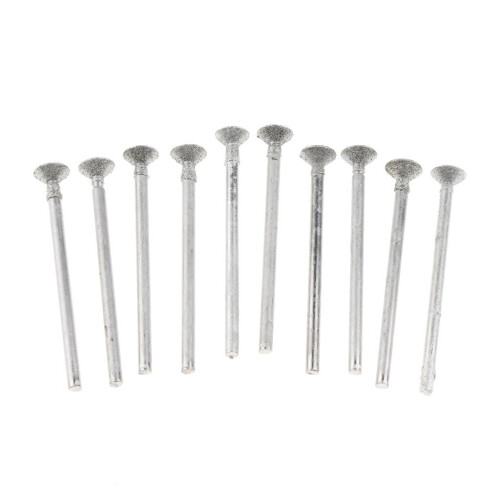 10 Pieces 1/8" Thin Disc Type Shaft Diamond Engraving Burrs Bits Diam. 1
