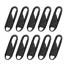 10 Pcs Zipper Pull Replacement Metal Zipper Gripper Fixer Tabs Black