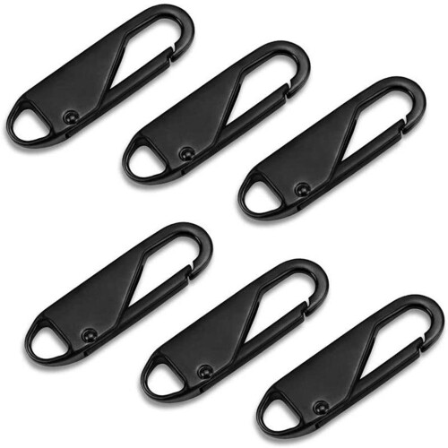 10 Pcs Zipper Pull Replacement Metal Zipper Gripper Fixer Tabs  Black 2