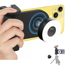 MagSafe Camera Grip with LED Light and Bluetooth Remote, Tripod Compatible for iPhone Vlogging
