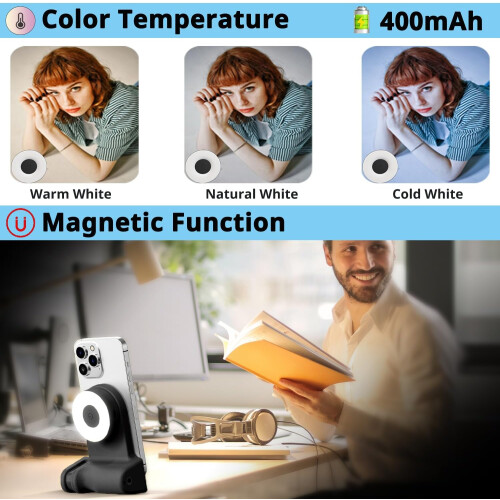 MagSafe Camera Grip with LED Light and Bluetooth Remote, Tripod Compatible for iPhone Vlogging 1