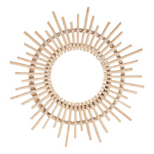 Modern Handmade Natural Rattan Sunburst Wall Hanging Mirror Entryway H