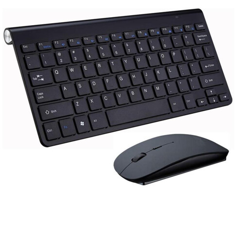 Mini Flat Quiet Wireless Keyboard Mouse Combo Black 1