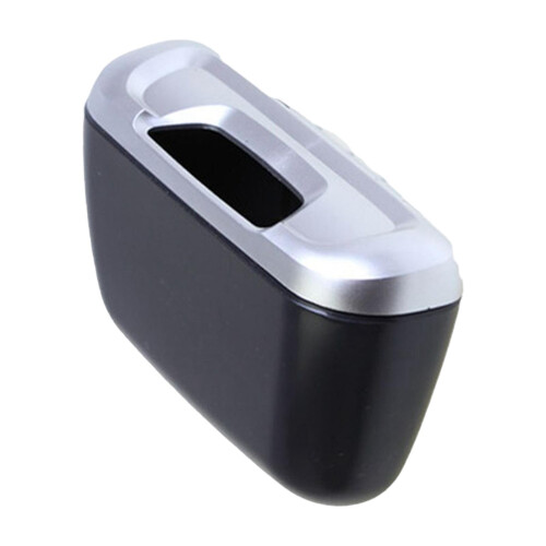 Car Trash Can with Lid Hanging Auto Waste Silver