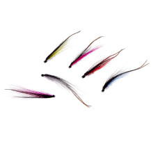 6Pcs Tube Fly Fishing Mini Sunray Shadow Riffle Hitch Salmon Flies 25m