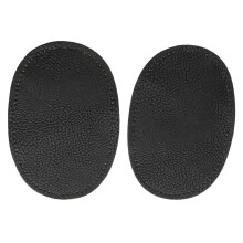 Pair of PU Leather Oval Sew on Elbow Knee Patches Black