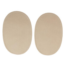 Pair of PU Leather Oval Sew on Elbow Knee Patches Beige