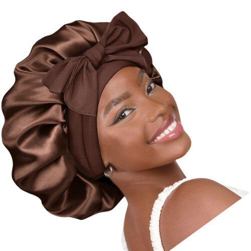 Sleeping Hat with Comfortable Brim and Bow Brown 2